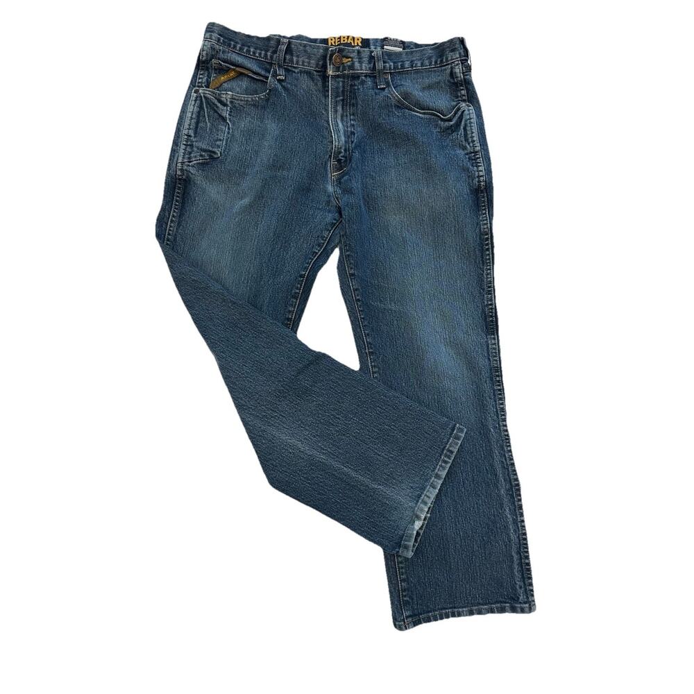 Ariat Rebar M5 Jeans Mens 38x30 Blue Dark Wash Straight Leg Work Western Denim